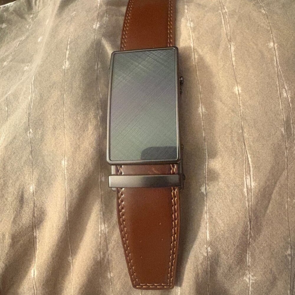 CHAOREN Mens Leather Ratchet Belt - BROWN Customizable Fit, Effortless Style 38"